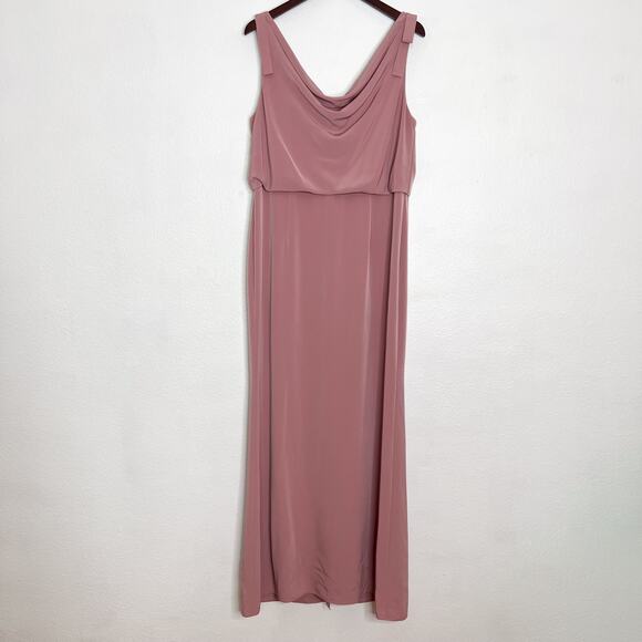Adrianna Papell Pink Sleeveless Long Cowl Neck Gown Size 16 - Picture 2 of 12